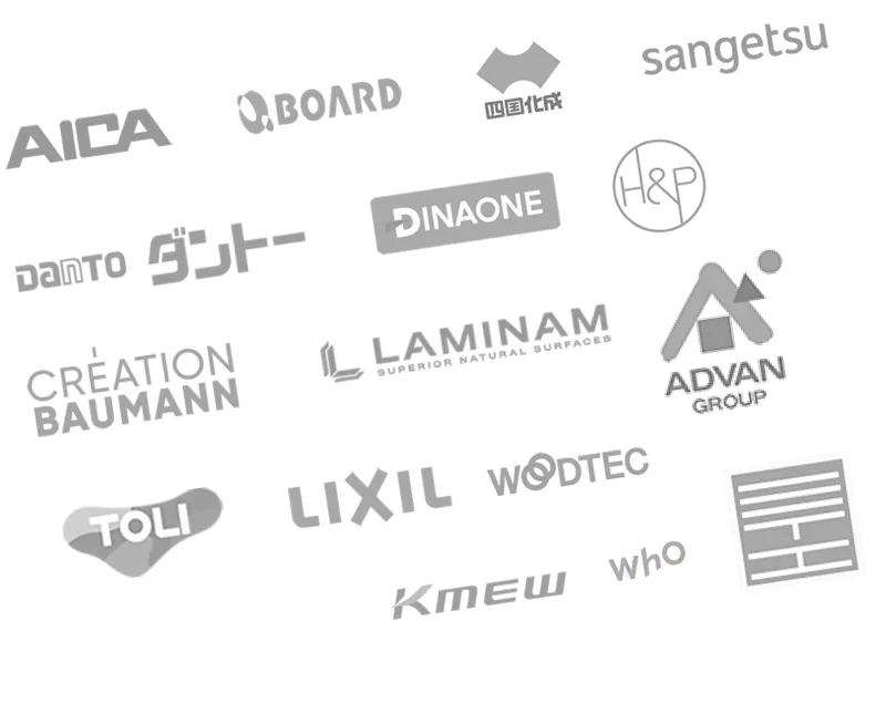 TECTUREに登録されている主要建材・家具メーカーのロゴ
